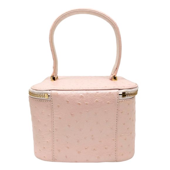 GIANNI VERSACE Vintage Logo Sun Vanity Bag Leather Pink Gold Zip Mirror [101776] - Picture 7 of 12